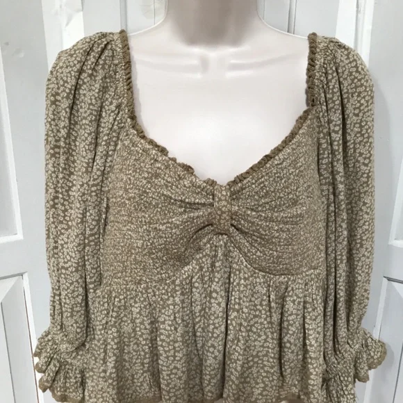 Free People Tan Floral Crop Top - Picture 2 of 14